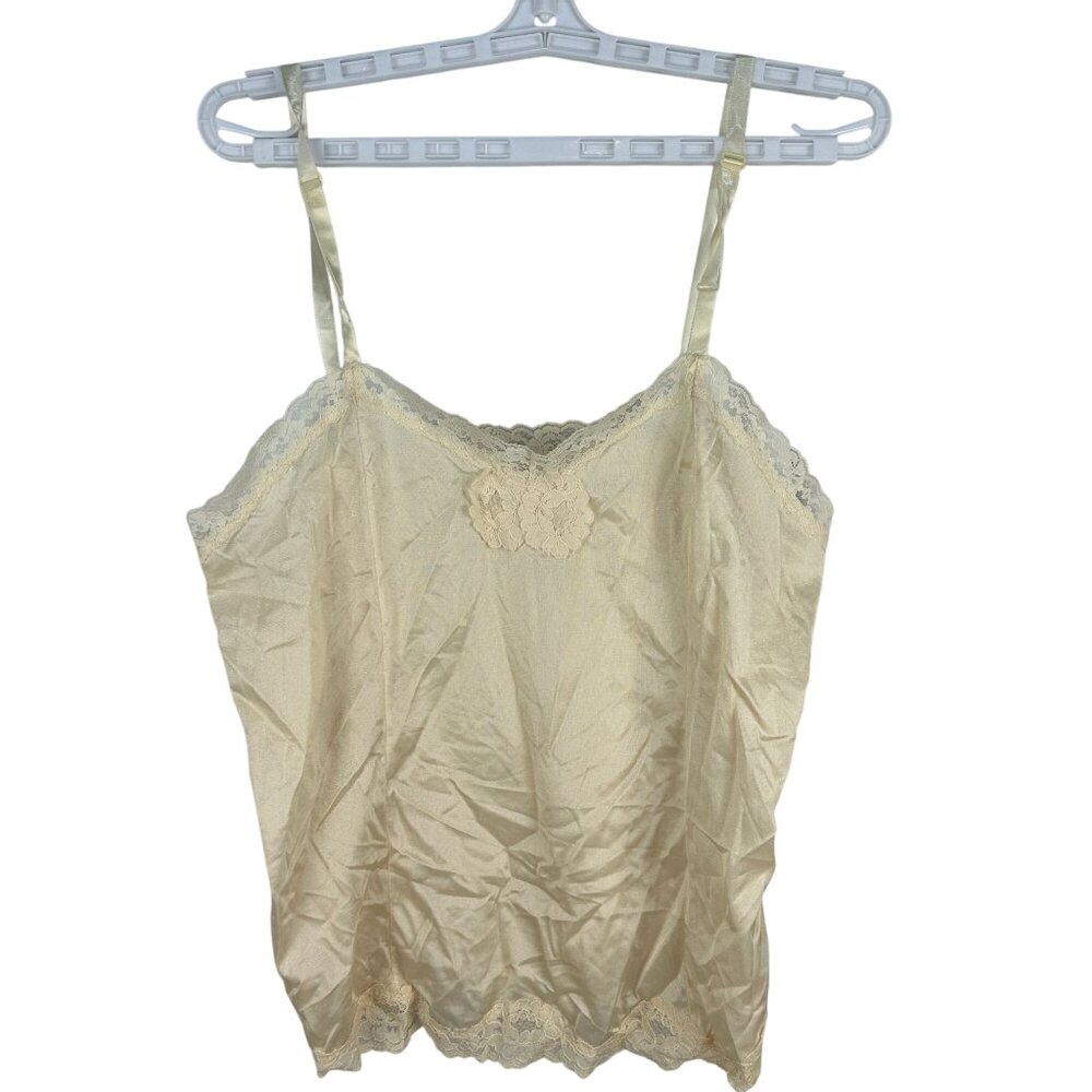 Vintage Philmaid Beige Lace Trim Nylon Camisole Top Size 38